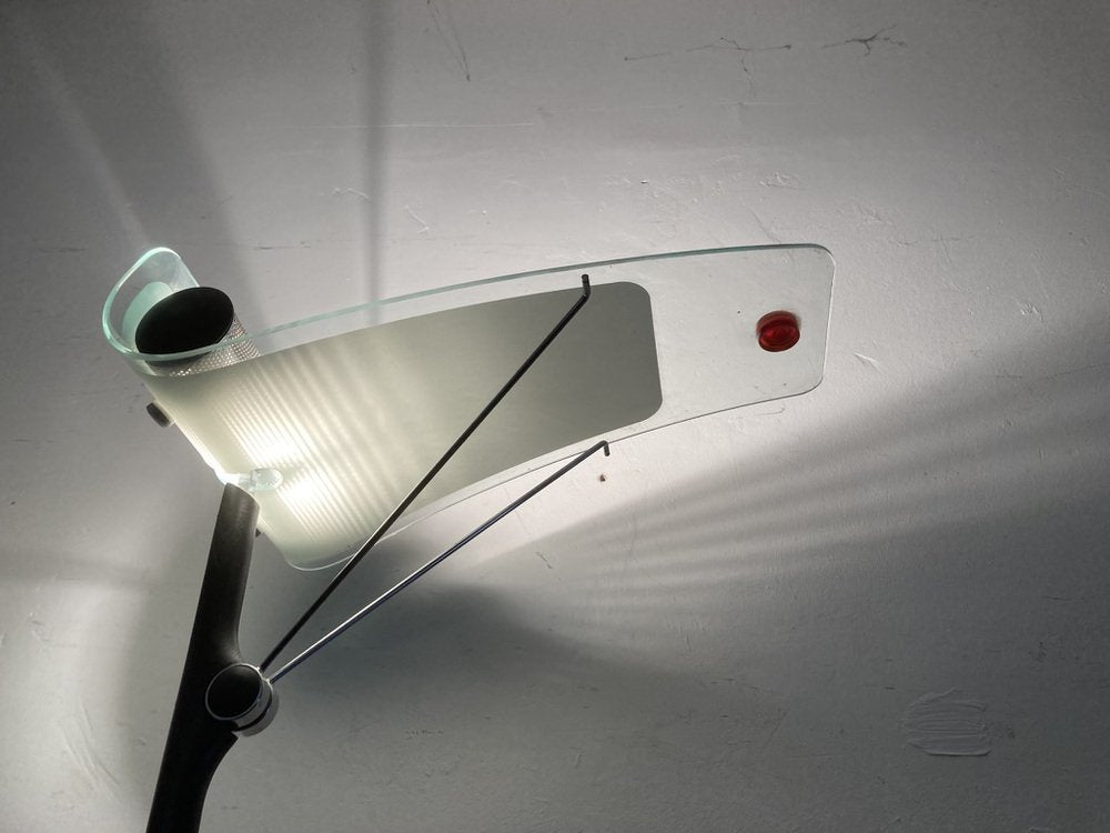 Halogen Floor Lamp Ceiling with Glass Shade, 1980s