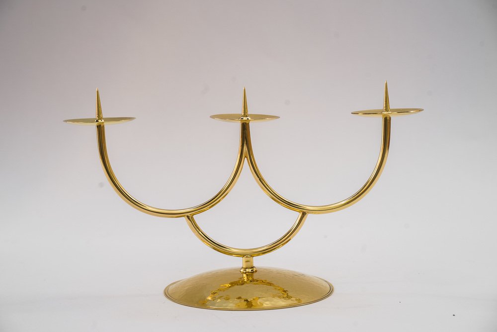 Hammered Brass Candle Holder, Vienna, 1950s