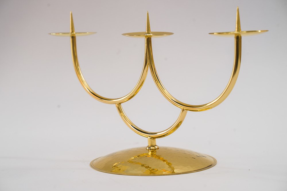 Hammered Brass Candle Holder, Vienna, 1950s