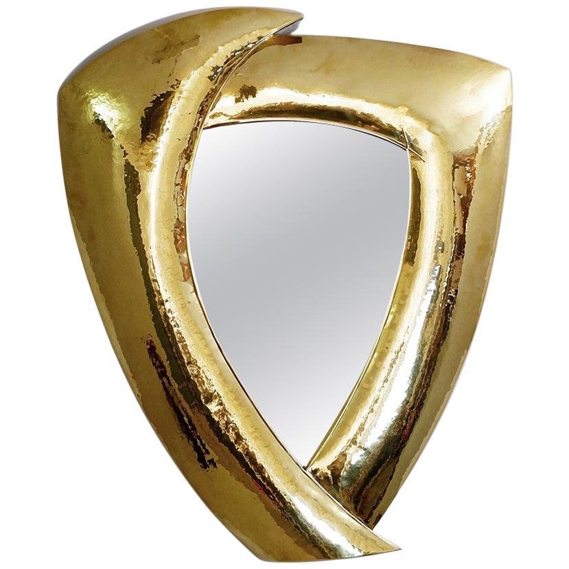 Hammered Brass Mirror