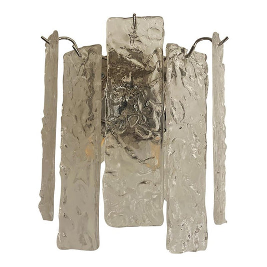 Hammered Strips listelli Murano Glass Wall Sconce by Simoeng