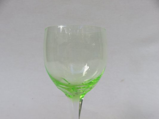 Hand Blown Art Nouveau Uranium Glass Wine Glasses, Set of 8-EY-828726