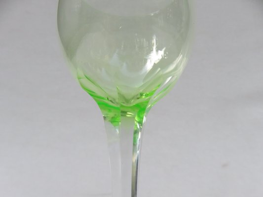 Hand Blown Art Nouveau Uranium Glass Wine Glasses, Set of 8-EY-828726