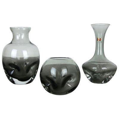 Hand Blown Crystal Glass Vases from Friedrich Kristall, Germany, 1970s, Set of 3-QZ-1053081