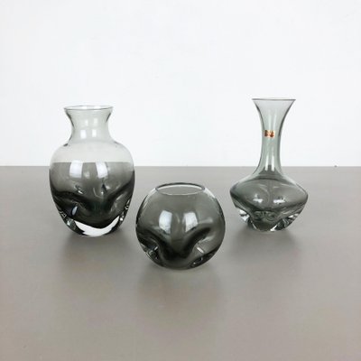 Hand Blown Crystal Glass Vases from Friedrich Kristall, Germany, 1970s, Set of 3-QZ-1053081