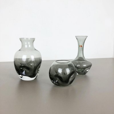 Hand Blown Crystal Glass Vases from Friedrich Kristall, Germany, 1970s, Set of 3-QZ-1053081