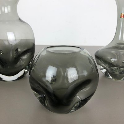 Hand Blown Crystal Glass Vases from Friedrich Kristall, Germany, 1970s, Set of 3-QZ-1053081