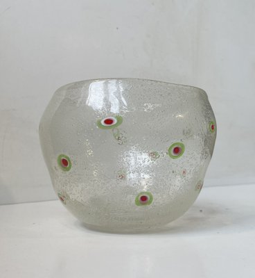 Hand-Blown Murano Bubble Glass Bowl with Flowers, 1960s-LCR-1768601