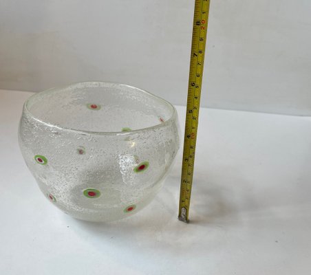 Hand-Blown Murano Bubble Glass Bowl with Flowers, 1960s-LCR-1768601