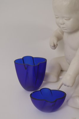 Hand-Blown Royal Blue Vases by Holmegaard, 1980s, Set of 2-ESB-2035562