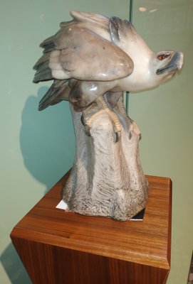 Hand Carved Alabaster Majestic Eagle Bird Statue, Italy, 1950s-QUC-1034829