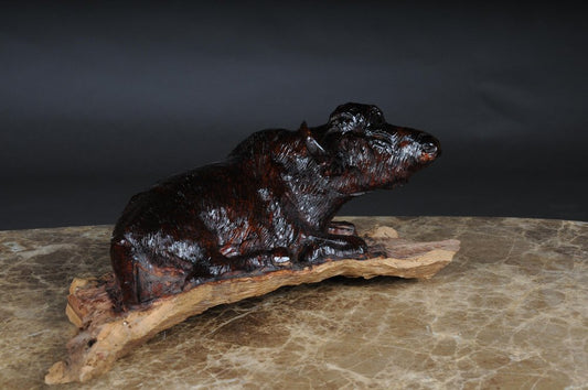 Hand Carved Bison Sculpture