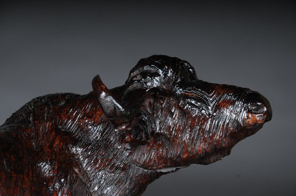 Hand Carved Bison Sculpture-FLW-1402243