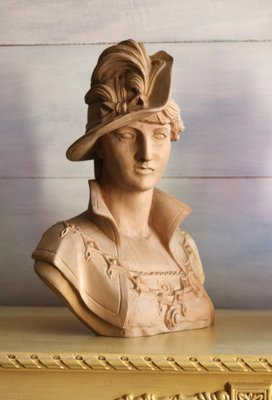 Hand Carved Female Bust in Linden Wood, 1800s-IYX-1768347