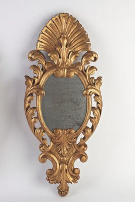 Hand-Carved Gilt Wall Mirrors, Italy, 1850s, Set of 2-TQA-1322298