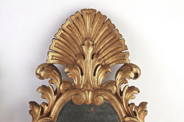 Hand-Carved Gilt Wall Mirrors, Italy, 1850s, Set of 2-TQA-1322298