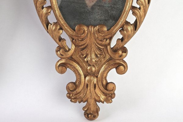 Hand-Carved Gilt Wall Mirrors, Italy, 1850s, Set of 2-TQA-1322298