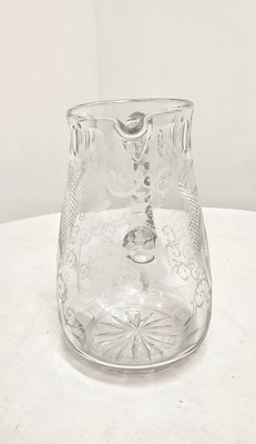 Hand Carved Glass Jug, France, 1950s-RGF-1268530