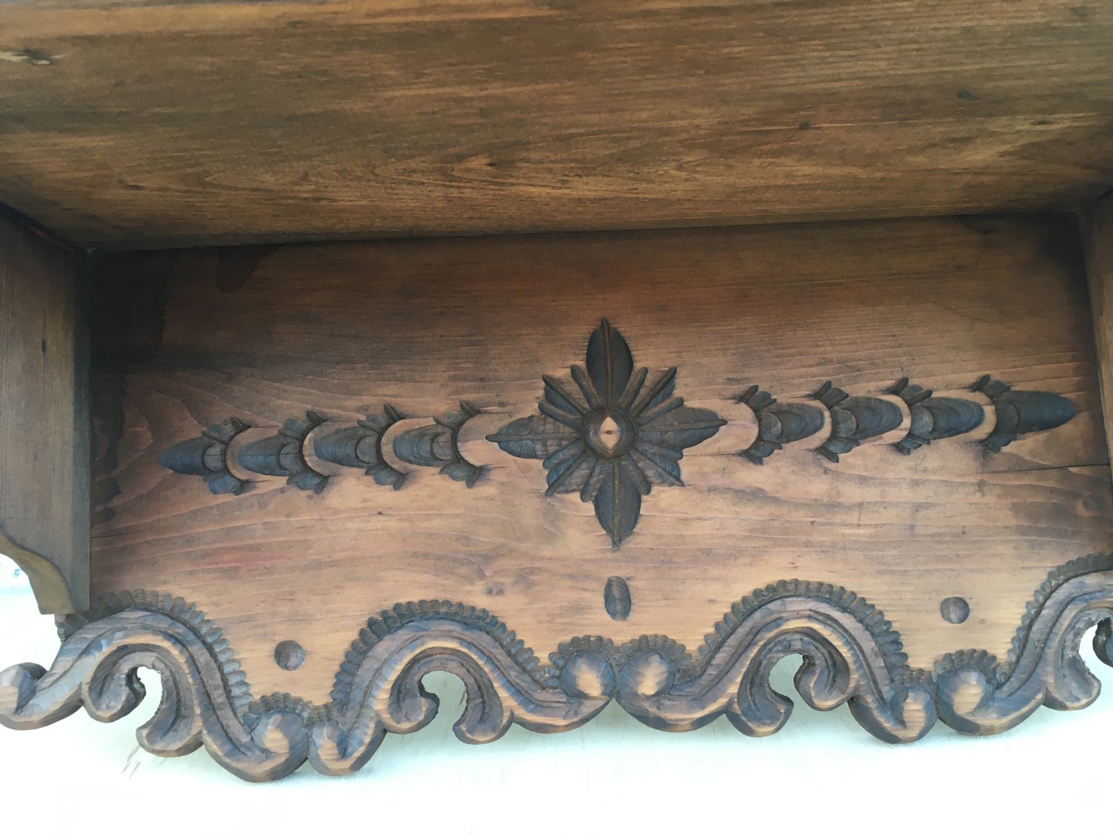 Hand-Carved Hanging Cabinet, 1940s