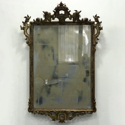 Hand-Carved Louis XV Style Silver Leaf Mirror, Italy-VHF-1276673