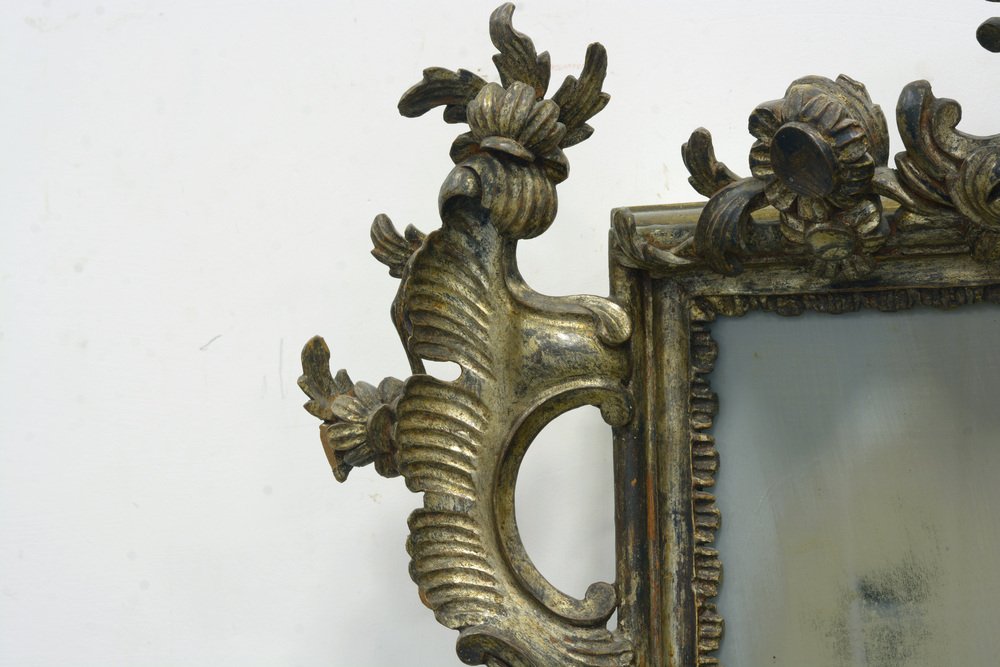 Hand-Carved Louis XV Style Silver Leaf Mirror, Italy