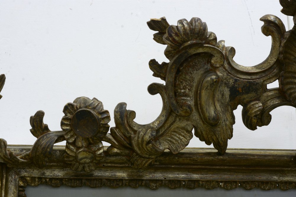 Hand-Carved Louis XV Style Silver Leaf Mirror, Italy