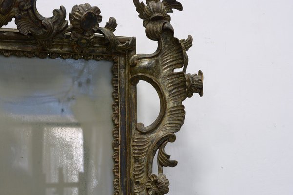 Hand-Carved Louis XV Style Silver Leaf Mirror, Italy-VHF-1276673