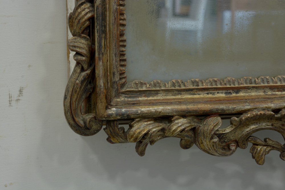 Hand-Carved Louis XV Style Silver Leaf Mirror, Italy