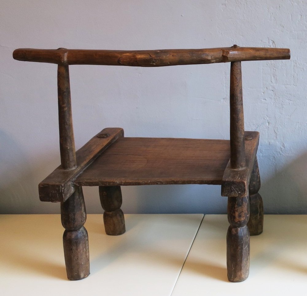 Hand-Carved Low Chairs, Ivory Coast, Set of 2