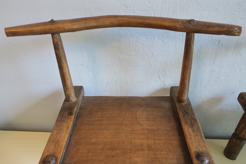 Hand-Carved Low Chairs, Ivory Coast, Set of 2