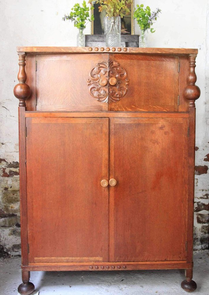 Hand Carved Oak Court Cupboard, 1880s