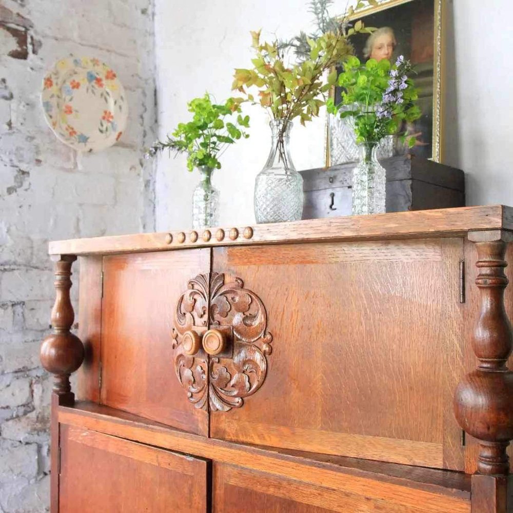 Hand Carved Oak Court Cupboard, 1880s