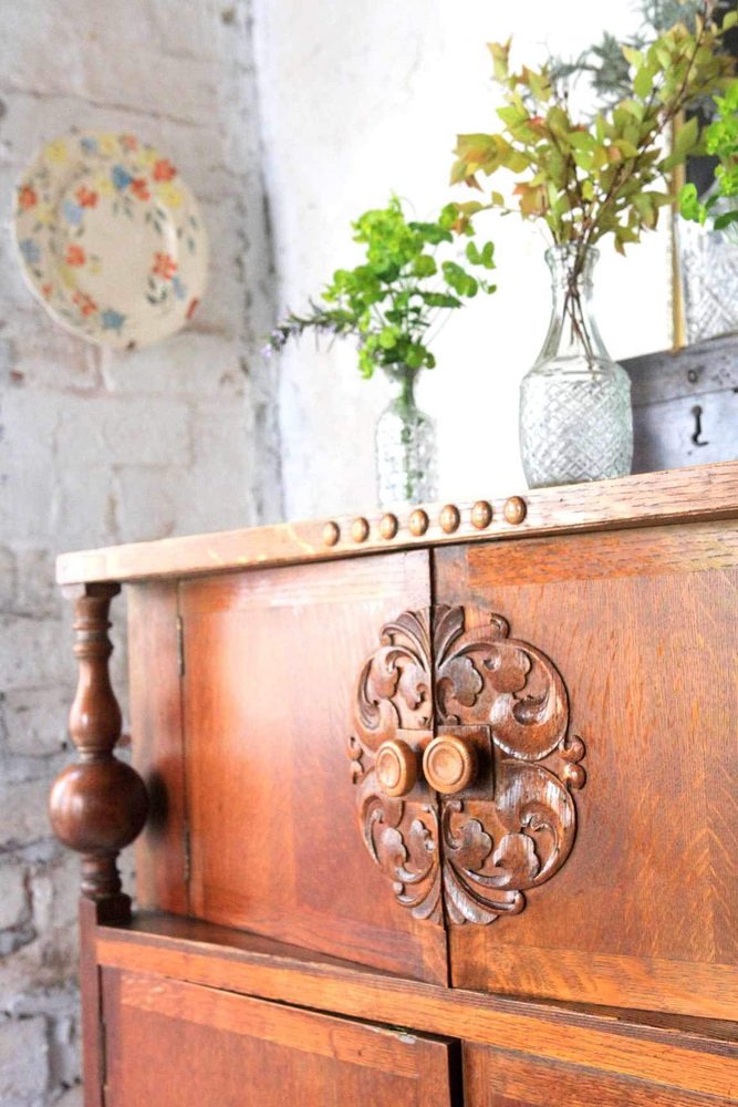 Hand Carved Oak Court Cupboard, 1880s