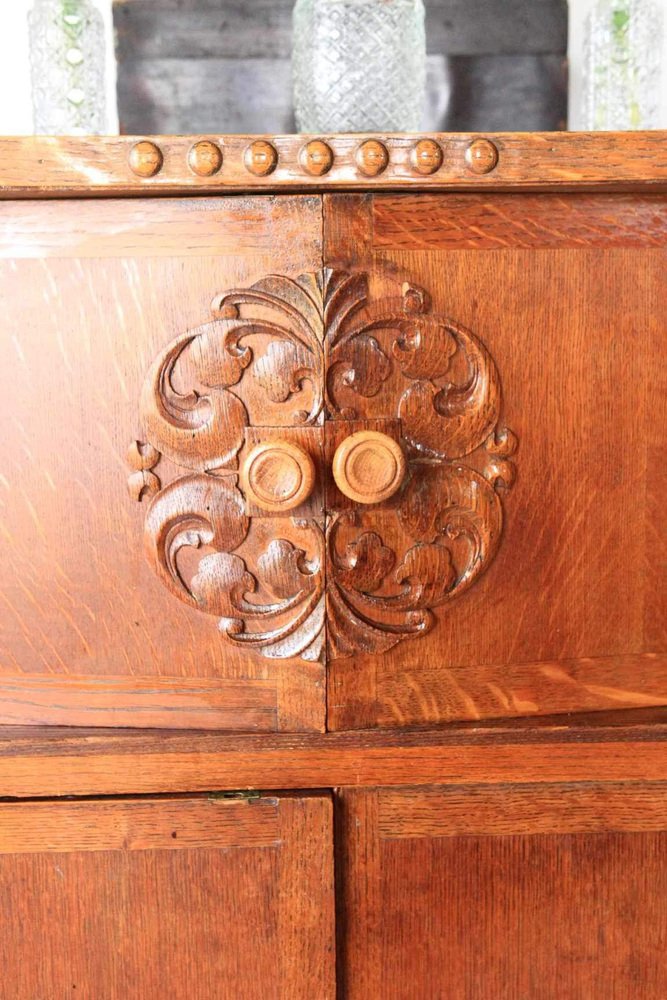 Hand Carved Oak Court Cupboard, 1880s