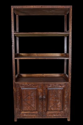 Hand Carved Oriental Wooden Cabinet Bookshelf Shelf, Nuristan, Afghanistan, 1980s-UZN-1729632