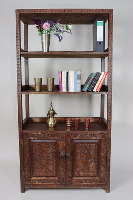 Hand Carved Oriental Wooden Cabinet Bookshelf Shelf, Nuristan, Afghanistan, 1980s-UZN-1729632