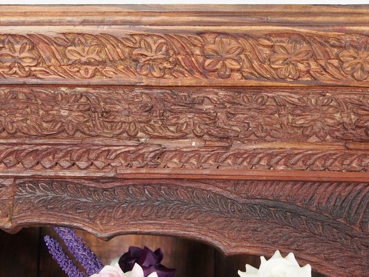 Hand Carved Oriental Wooden Cabinet Bookshelf Shelf, Pakistan, 1920s-UZN-1393947