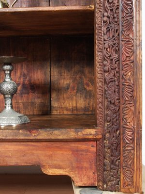 Hand Carved Oriental Wooden Cabinet Bookshelf Shelf, Pakistan, 1920s-UZN-1393947