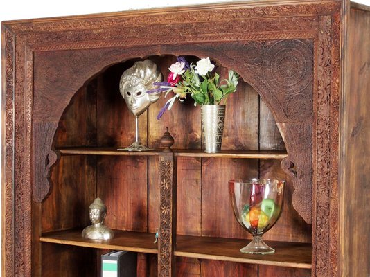 Hand Carved Oriental Wooden Cabinet Bookshelf Shelf, Pakistan, 1920s-UZN-1393947