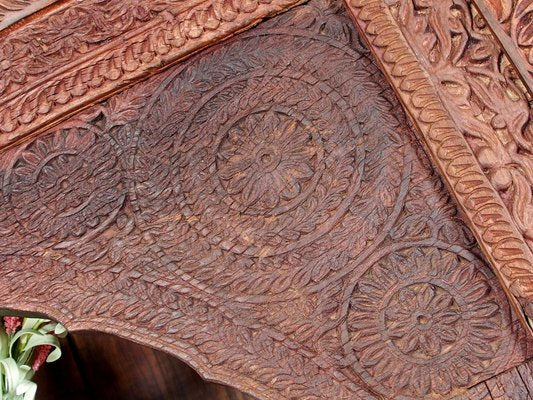 Hand Carved Oriental Wooden Cabinet Bookshelf Shelf, Pakistan, 1920s-UZN-1393947