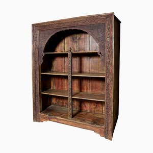 Hand Carved Oriental Wooden Cabinet Bookshelf Shelf, Pakistan, 1920s-UZN-1393947