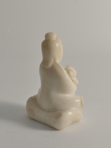 Hand-Carved White Alabaster Figure of Guanyin, China, Early 20th Century