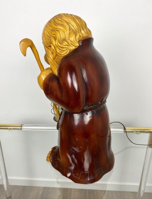 Hand Carved Wood Monk Table Lamp by Aldo Tura for Macabo, Italy, 1950s-LYQ-1171642