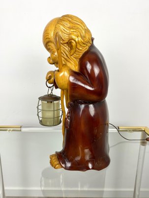 Hand Carved Wood Monk Table Lamp by Aldo Tura for Macabo, Italy, 1950s-LYQ-1171642