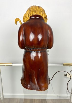 Hand Carved Wood Monk Table Lamp by Aldo Tura for Macabo, Italy, 1950s-LYQ-1171642