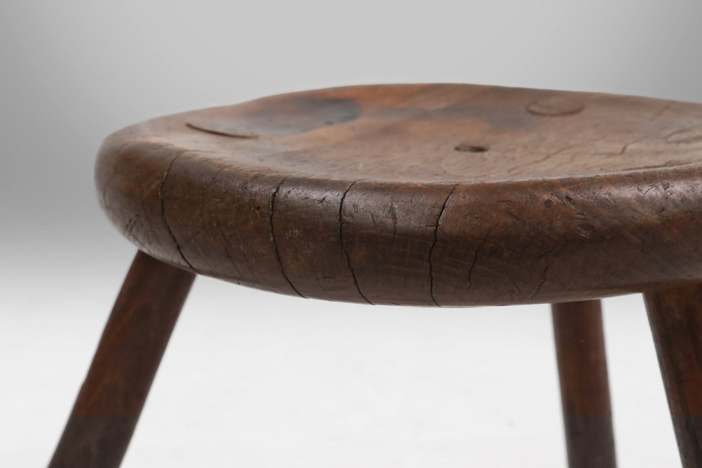 Hand-Carved Wood Tripod Stool, France, 1900s