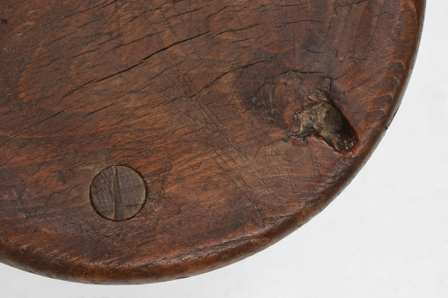 Hand-Carved Wood Tripod Stool, France, 1900s