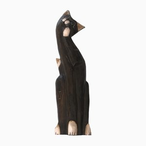 Hand Carved Wooden Big Kitten, 1970s-WQQ-1290957