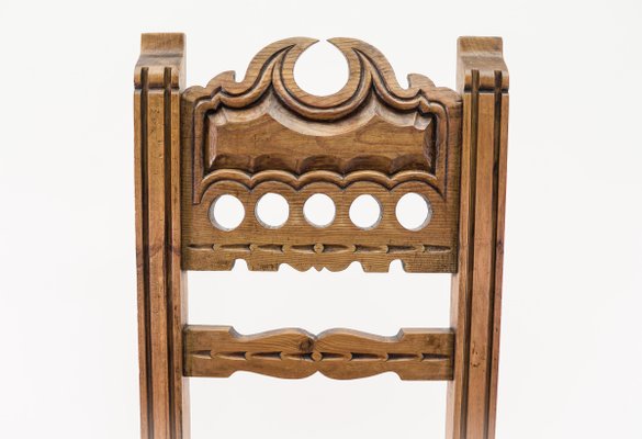 Hand Carved Wooden High Back Chair with Sea Grass Seat, Spain, 1960s-KQB-1435965