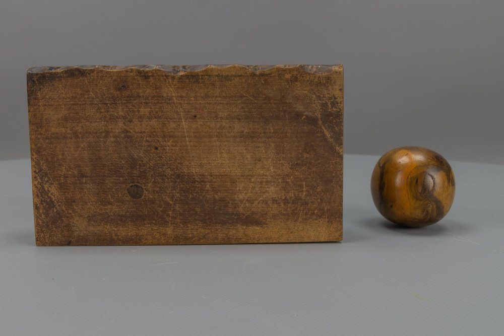 Hand-Carved Wooden Inkwell or Pen Stand with Owl Figure, 1920s